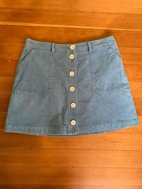 Boden Light Blue Corduroy Button-Front Mini Skirt 10P